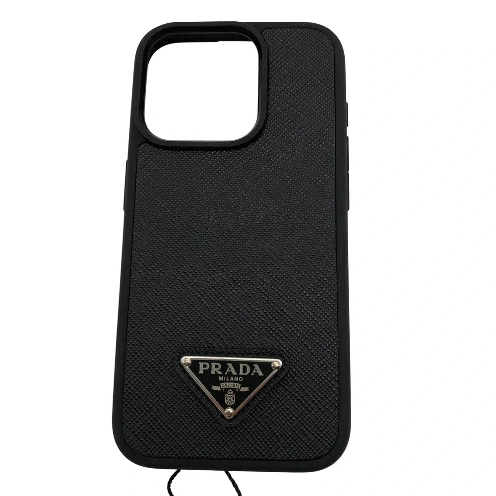 NWT Prada Saffiano Leather iPhone 15 Pro Case Nero Black Luxury Cover